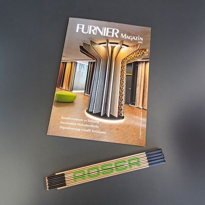 Roser Furnier Projekte in der internationalen Presse Furnier Magazin 2025/2026 mit Roser Furnier