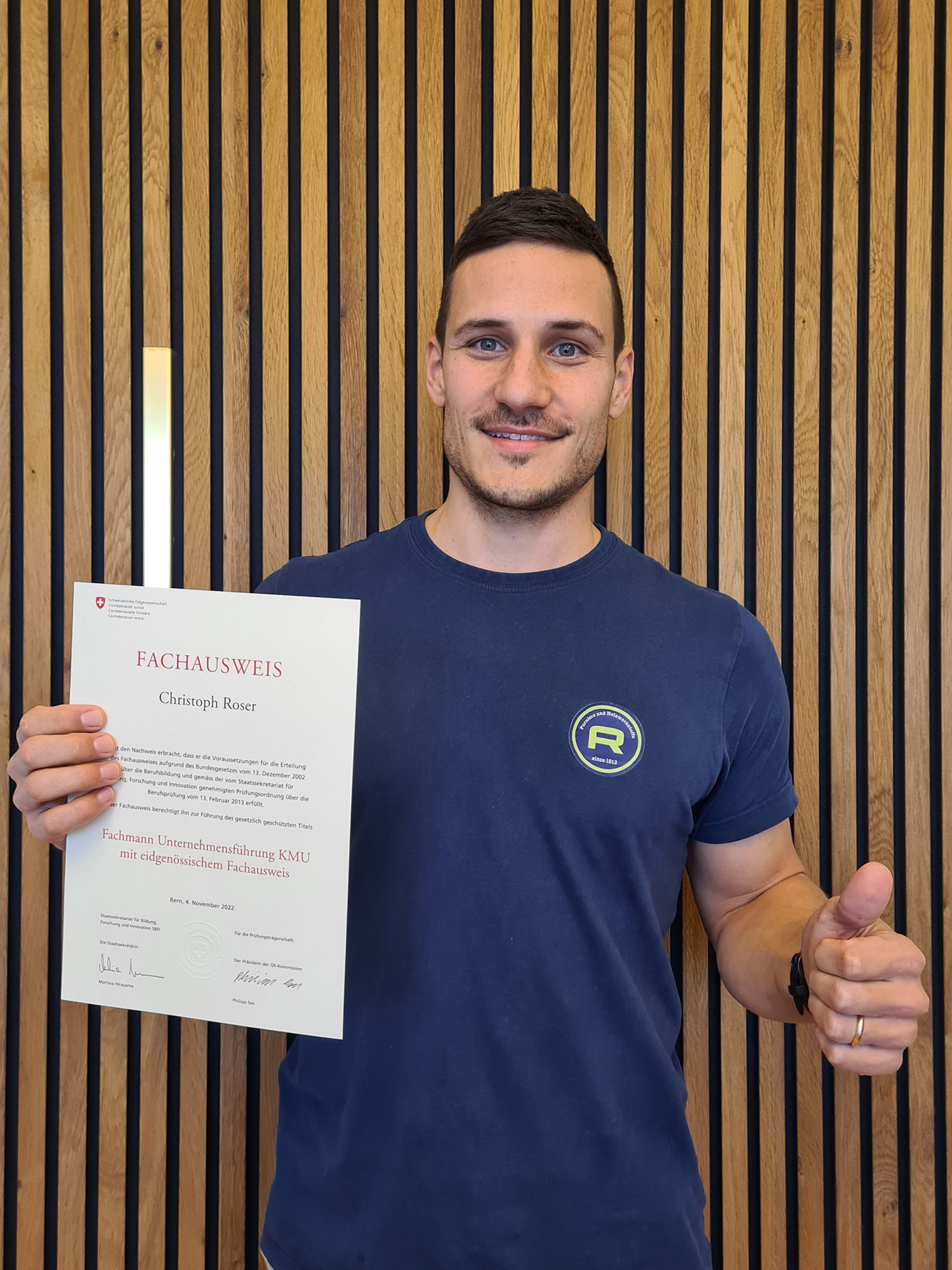 Further training as "SME management specialist Successful further education Christoph Roser