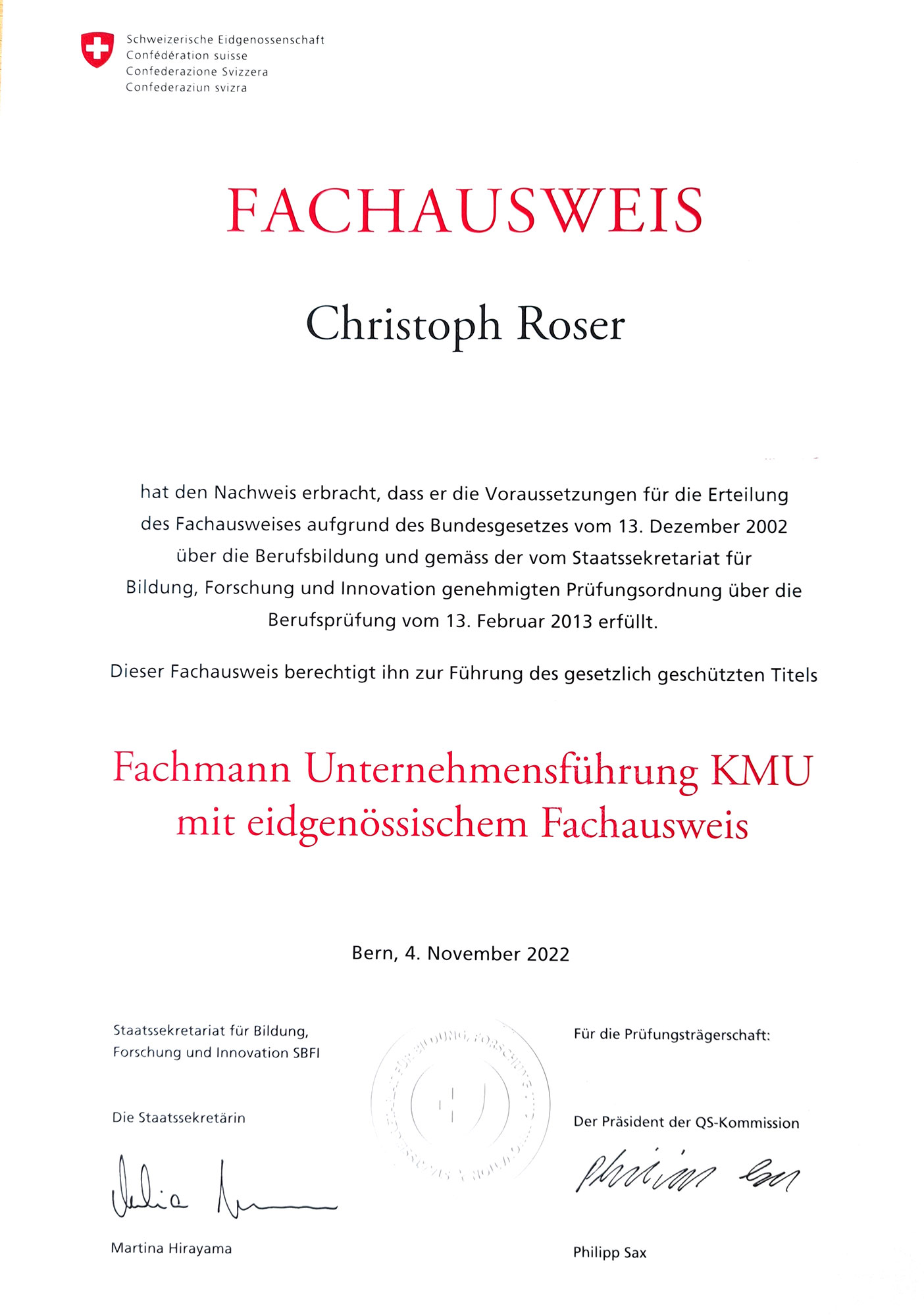 Passed the examination for "SME management specialist Diploma "Business Management Specialist SME