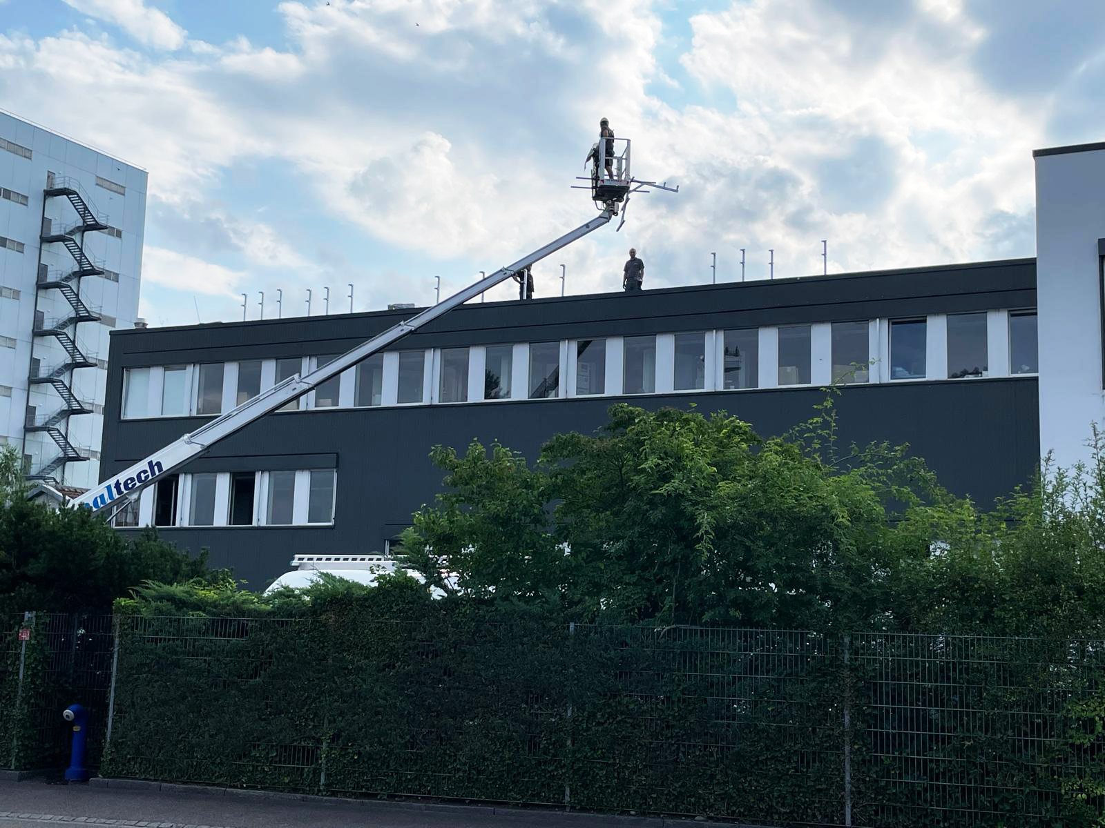 New illuminated advertising for our parquet and door exhibition High-quality parquet flooring