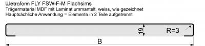 Wetraform FLY Flachsims MDF Postforming mit 3mm Radius (paarweise) Flachsims FLY 264-350