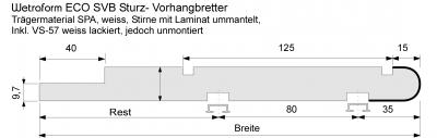 Wetrag ECO Sturz-/Vorhangbrett weiss (inkl. Alu-Vorhangschienen VS 57 weiss) mit 1 Vorhangschiene