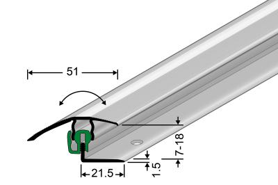 FCS-Clip Anpassprofil 7-18mm zum Aufstecken ohne Schrauben Silber eloxiert 90cm